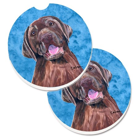 Carolines Treasures Blue Labrador Set of 2 Cup Holder Car Coaster SC9127BUCARC